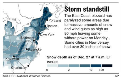 
 Graphic shows snow depth across the nation through Dec. 27 at 7 a.m. ET
 