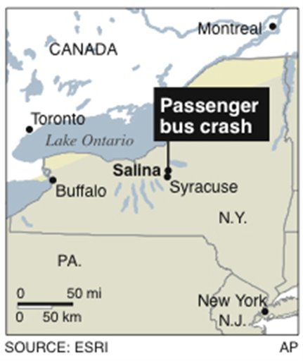 Double-decker bus crashes in central NY; 4 killed