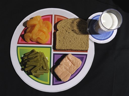 food pyramid in spanish language. A sample plate of the new food