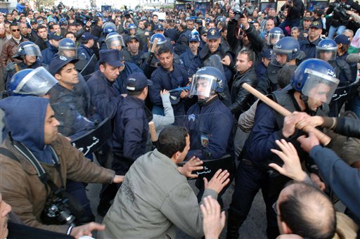 Riots In Algeria. Algerian riot Police scuffle
