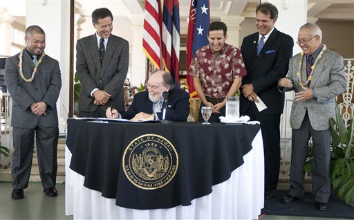  ... signs the Hawaii Civil Unions bill into law at a ceremony held at