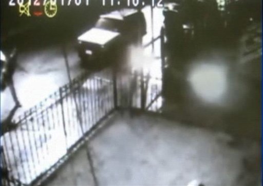 In this frame grab taken from surveillance video released by the NYPD ...