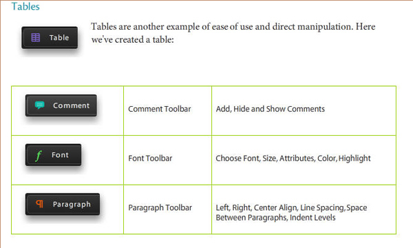 Tables in Buzzword
