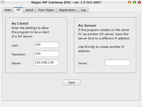 Zhink Skype-to-SIP Gateway Screenshot