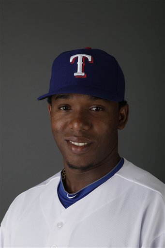
 This March 2, 2010 photo shows Neftali Feliz of the Texas Rangers baseball team. Feliz was named American League Rookie of the Year by the Baseball Writers' Association of America Monday Nov. 15, 2010. (AP Photo/Charlie Neibergall)
 