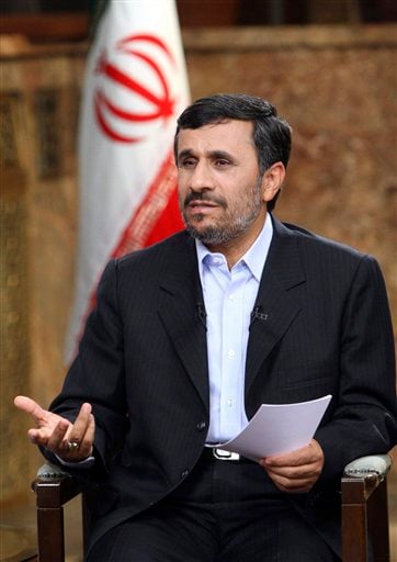 
 This image provided by the Presidency Office shows Iranian President Mahmoud Ahmadinejad speaking in an interview with state-run TV at the presidency in Tehran, Iran, Saturday, Dec. 18, 2010. Iranian President Mahmoud Ahmadinejad on Saturday called recent talks with six world powers in Switzerland 'positive,' a sign that Tehran may be willing to address concerns about its disputed nuclear program. (AP Photo/Presidency Office, Ebrahim Seyyedi)
 