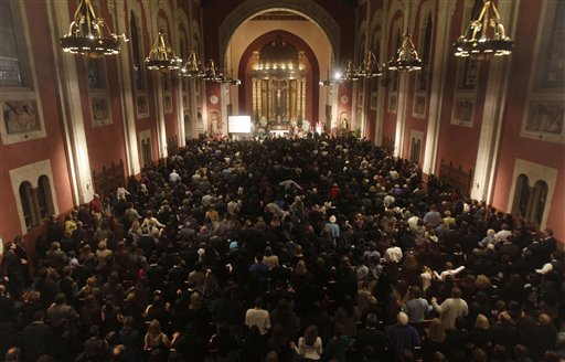 
 Family and friends of Jacqueline Greig and her 13-year-old daughter Janessa, who were both killed in the San Bruno fire last week, attend a memorial service at St. Cecilia Church in San Francisco, Thursday, Sept. 16, 2010. (AP Photo/Jeff Chiu)
 