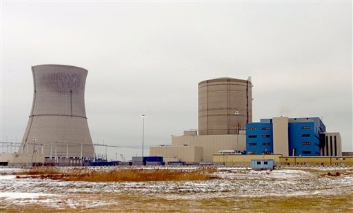 
 FILE - This Monday, Dec. 15, 2003 file picture shows the then-idled Davis-Besse nuclear power station in Oak Harbor, Ohio. The Davis-Besse plant was shut down for two years starting in 2002 after inspectors then found an acid leak that nearly ate through a steel cap on the reactor vessel at the plant. It was the most extensive corrosion seen at a U.S. nuclear reactor. (AP Photo/Mark Duncan)
 