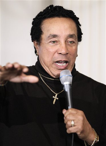 
 Singer Smokey Robinson speaks in the State Dining Room of the White House in Washington, Thursday, Feb. 24, 2011, during a music discussion for students highlighting Motown artists hosted by first lady Michelle Obama. (AP Photo/Charles Dharapak)
 