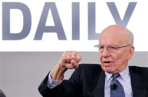 
 Rupert Murdoch, Chairman and CEO of News Corporation, attends the launch of The Daily, Wednesday, Feb. 2, 2011 in New York. The Daily is the world's first iPad-only newspaper. (AP Photo/Mark Lennihan)
 