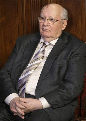 
 Mikhail Gorbachev attends a ceremony of announcement of nominees of Mikhail Gorbachev's unique award 'The Man, who changed the World' in the residence of the United Kingdom Ambassador in Moscow, Thursday, March 10, 2011. (AP Photo/Mikhail Japaridze)
 