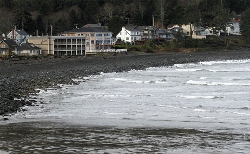 
 Ocean waters from a tsunami surge hit the rocky coast in Seaside, Ore., Friday, March, 11, 2011. The tsunami traveled across the Pacific Ocean after an 8.9-magnitude earthquake struck the east coast of Japan. (AP Photo/Don Ryan)(AP Photo/Don Ryan)
 