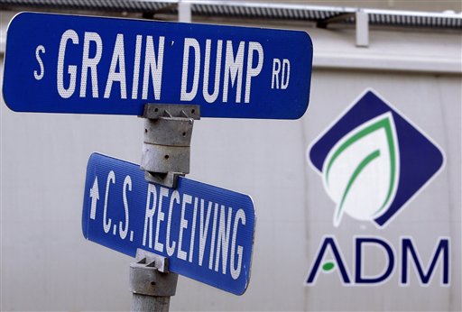 
 In this photo taken July, 2009, the ADM logo is seen on a rail car that carries grain at the Archer Daniels Midland Company plant in Decatur, Ill. Agribusiness conglomerate Archer Daniels Midland Co. announced plans Wednesday, Jan. 11. 2012 to cut 1,000 jobs, or about 3 percent of its total workforce, with the majority of the positions being salaried staff. (AP Photo/Seth Perlman)
 