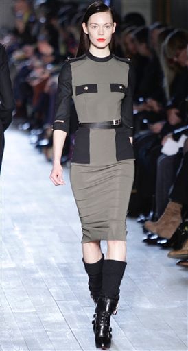 
 Fashion from the Fall 2012 collection of Victoria Beckham is modeled on Sunday, Feb. 12, 2012 in New York. (AP Photo/Bebeto Matthews)
 