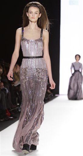 
 Fashion from the Fall 2012 collection of Carolina Herrera is modeled on Monday, Feb. 13, 2012 in New York. (AP Photo/Bebeto Matthews)
 