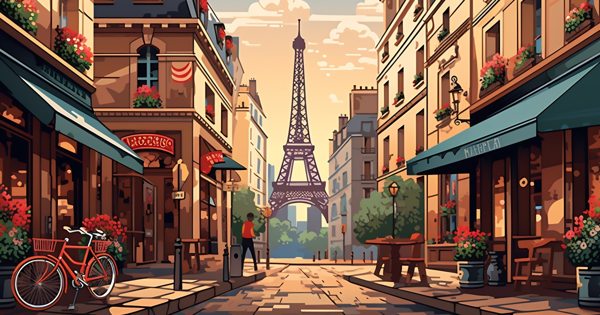 Paris of the future in anime style